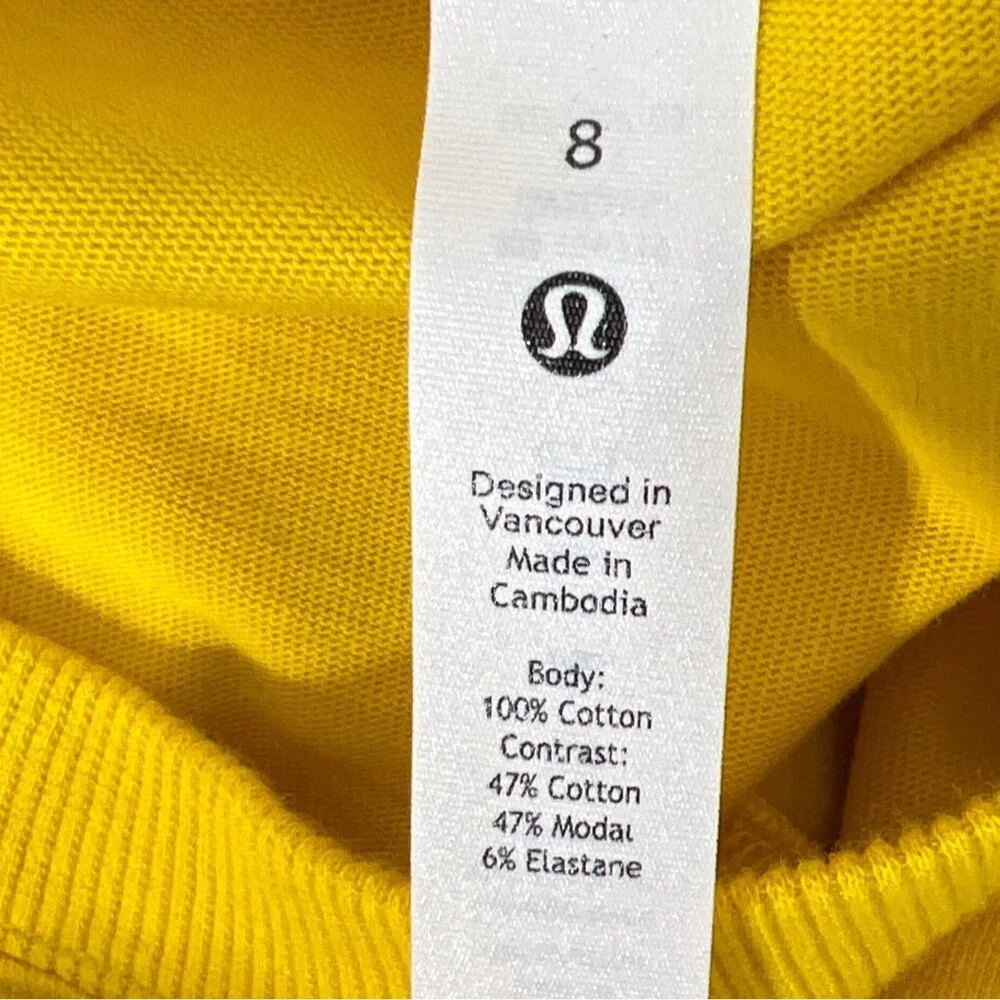 LULULEMON U of M Apparel Wolverines Long Sleeve Tee Yellow Sz 8 #W3GLVS EUC